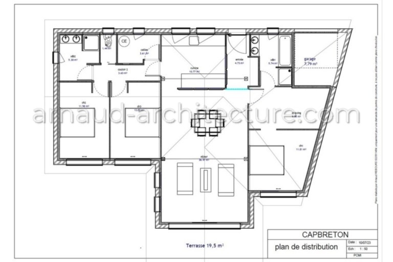 ARNAUD ARCHITECTURE DAX DESSINATEUR EN BATIMENT - MAISON INDIVIDUELLE CAPBRETON – PLAN 2D