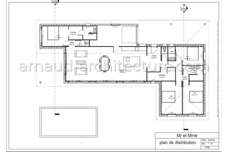 ARNAUD ARCHITECTURE DAX DESSINATEUR EN BATIMENT - MAISON INDIVIDUELLE MAGESCQ PLAN SUR MESURE